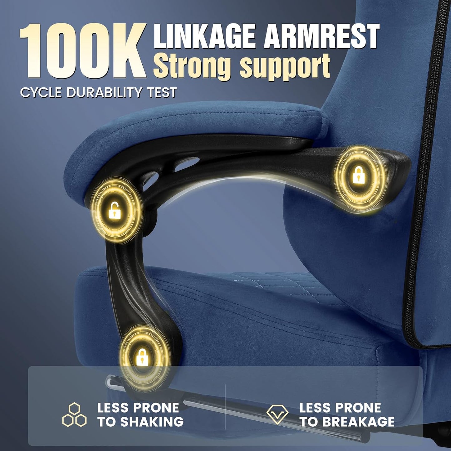 Gaming Chair Fabric with Pocket Spring Cushion, High Back Computer Office Chair with Headrest & Lumbar Support, Ergonomic Video Swivel Game Chair with Footrest for Adults Blue