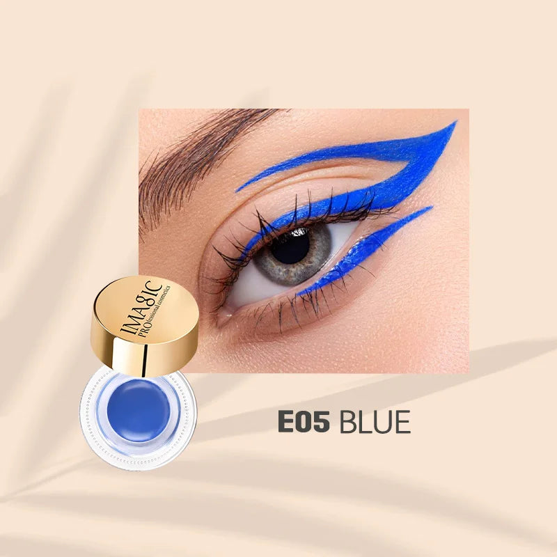 3-Color Professional Black Eyeliner Cream with Brush Not Blooming Waterproof Quick Drying Long Lasting Black/White/Blue