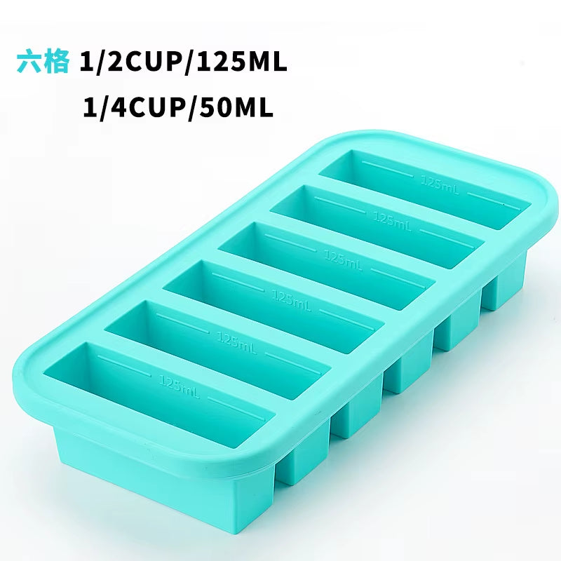 2/4/6Grid Food Grade Silicone Frozen Tray Ice Makerwith Lid Large-Capacity Ice Trays Suitable for Storing Frozen Soups Sauces