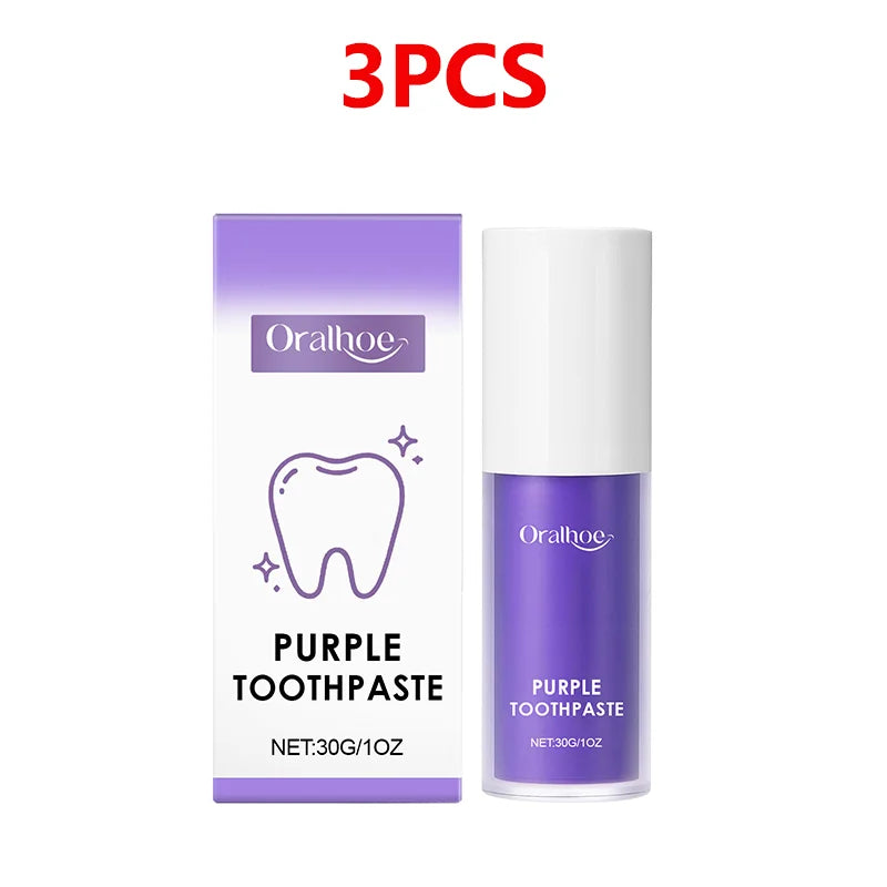 Purple Whitening Toothpaste Cleaning Teeth Reduce Plaque Stain Bad Breaths Oral Care Keep Fresh Breath Dental Care Toothpaste
