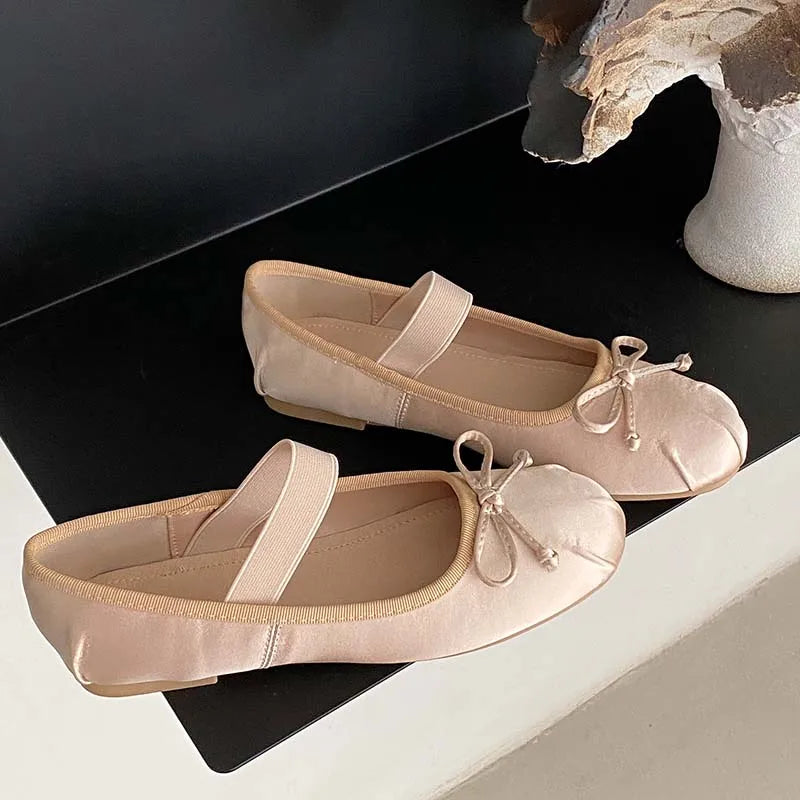 Ladies Ballet Flats New in Sandals Women Lolita Casual outside 2025 Atutmn Fashion Slides Butterfly-Knot Female Mary Jane Shoes