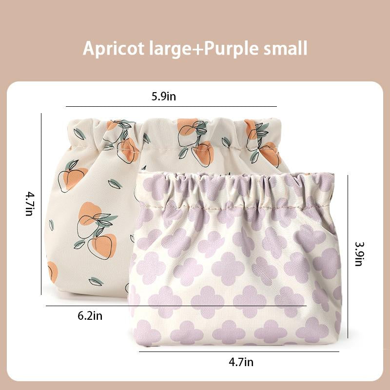 2PCS Self-Closing Small Travel Kit Lipstick Cosmetic Storage Bag Small Makeup Bag for Purse, Mini Cosmetic Bag Waterproof Pouch for Women, Coin Purse