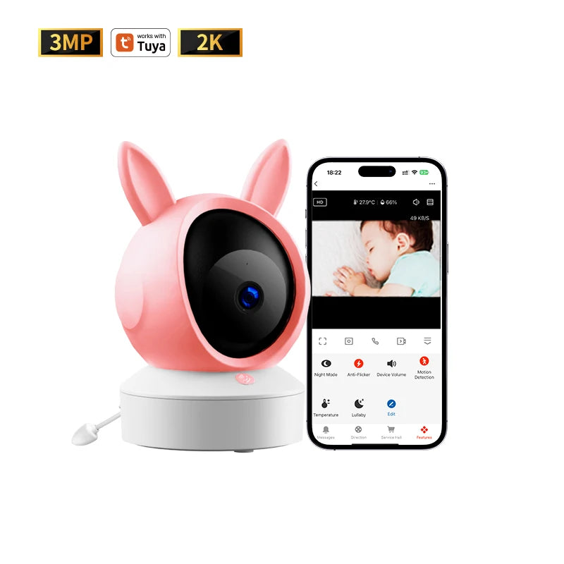 5 "Tuyaapp Baby Monitor Security Protection Wireless PTZ Surveillance Camera with Infrared Night Vision Motion Detection