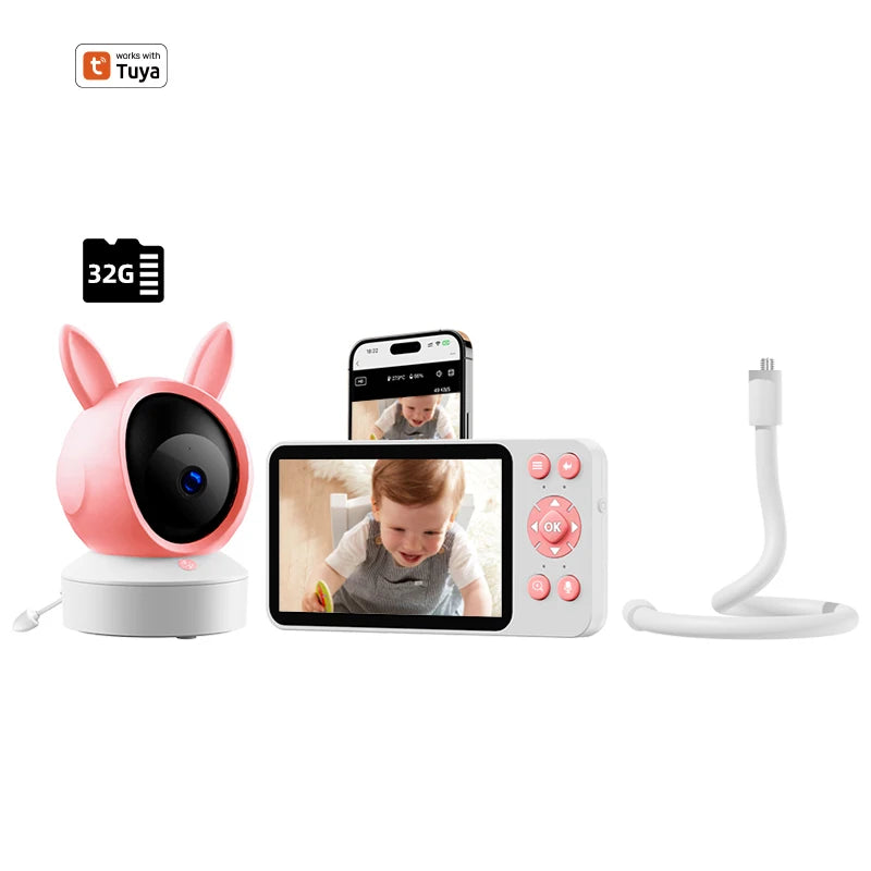 5 "Tuyaapp Baby Monitor Security Protection Wireless PTZ Surveillance Camera with Infrared Night Vision Motion Detection