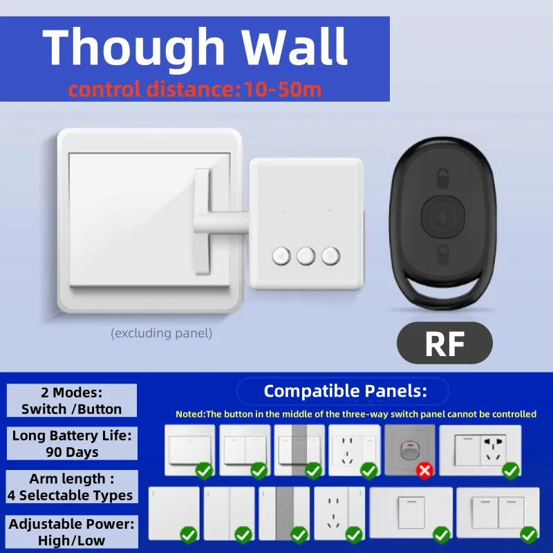 Wireless Control Light Switch off Tool Automatic Button Pusher Intelligent USB Rechargeable Lazy Remote Control Switch