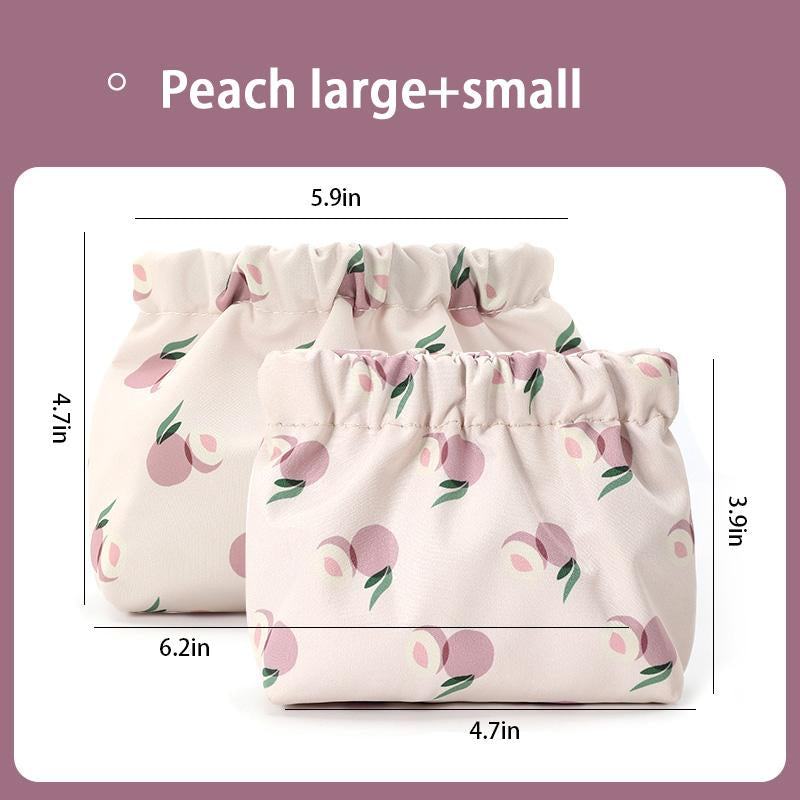 2PCS Self-Closing Small Travel Kit Lipstick Cosmetic Storage Bag Small Makeup Bag for Purse, Mini Cosmetic Bag Waterproof Pouch for Women, Coin Purse
