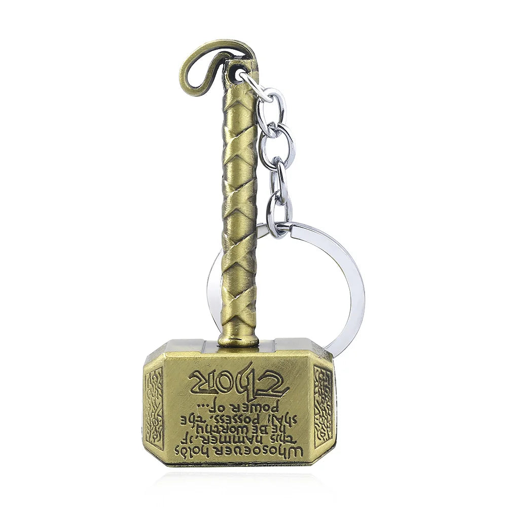 Thor Hammer Metal Keychain Movie Jewelry Key Ring Cosplay Prop Key Holder for Fans Bag Ornament Car Pendant Gift