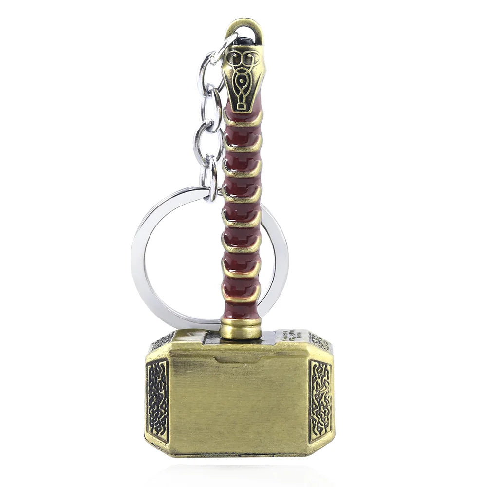 Thor Hammer Metal Keychain Movie Jewelry Key Ring Cosplay Prop Key Holder for Fans Bag Ornament Car Pendant Gift