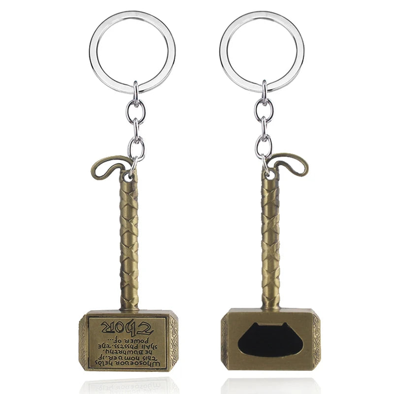 Thor Hammer Metal Keychain Movie Jewelry Key Ring Cosplay Prop Key Holder for Fans Bag Ornament Car Pendant Gift