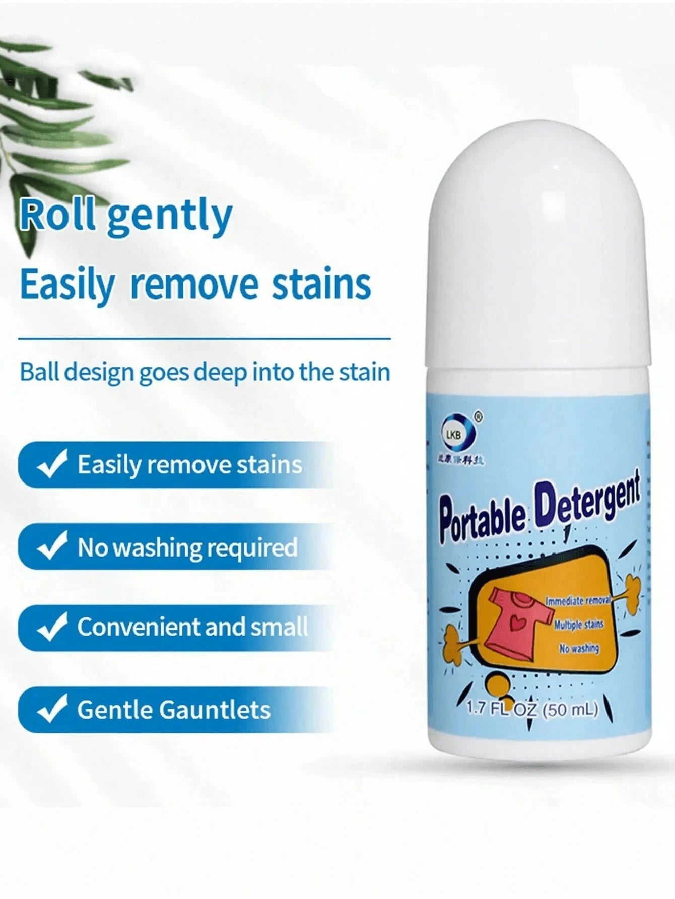 50Ml Clothing Stain Removal Rolling Bead Portable Washing-Free Emergency Fast Clear Cleaner for Small Greasy Filth on T-Shirt