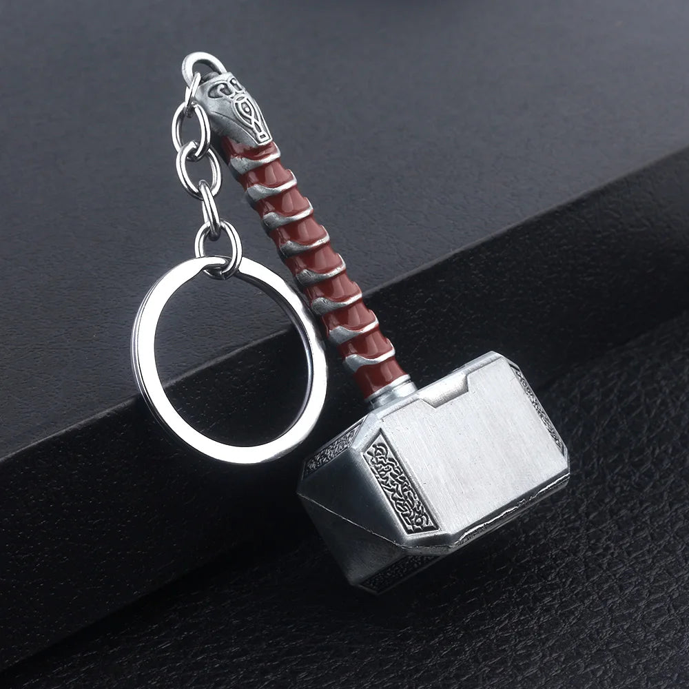 Thor Hammer Metal Keychain Movie Jewelry Key Ring Cosplay Prop Key Holder for Fans Bag Ornament Car Pendant Gift