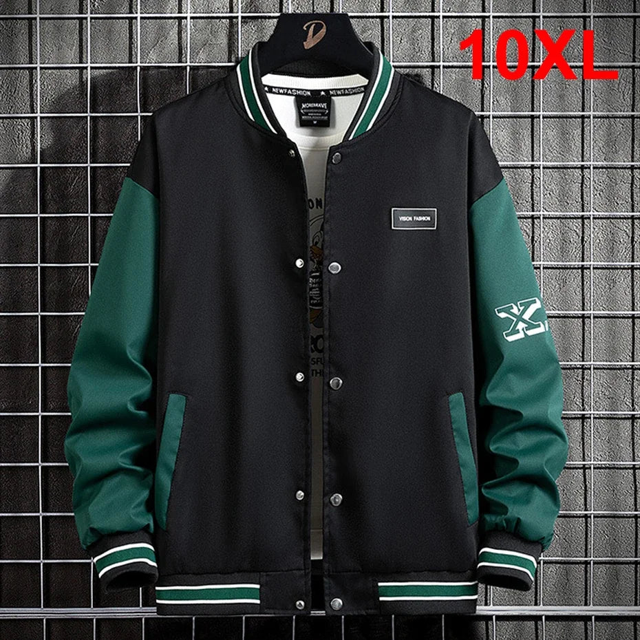 10XL plus Size Baseball Jacket Men Fashion Casual Patchwork Jacket Coat Male Varsity Jacket Coat Vêtement Homme