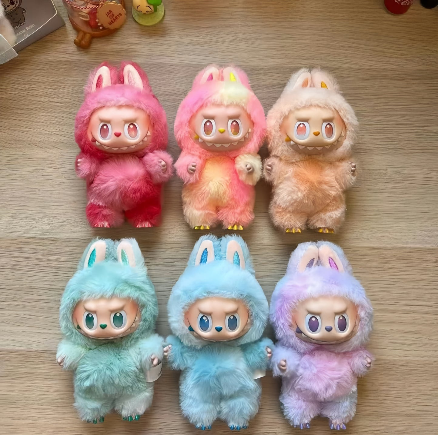 Anime Character the Monster Blind Box Have a Seat Series Macaron Plush Doll Vinyl Base Series Monster Keychain Birthday Gift