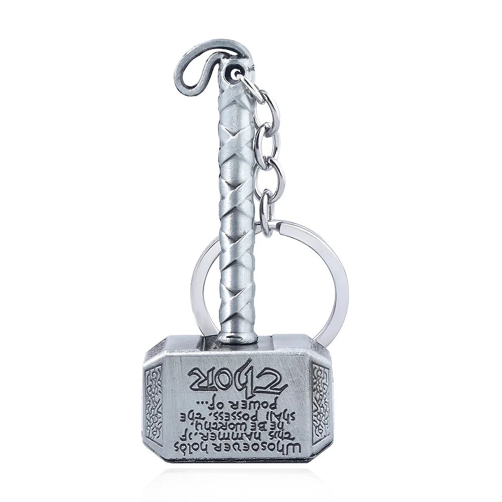 Thor Hammer Metal Keychain Movie Jewelry Key Ring Cosplay Prop Key Holder for Fans Bag Ornament Car Pendant Gift