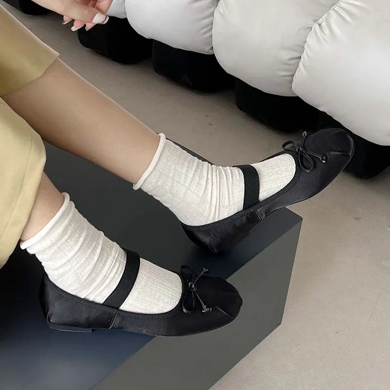Ladies Ballet Flats New in Sandals Women Lolita Casual outside 2025 Atutmn Fashion Slides Butterfly-Knot Female Mary Jane Shoes