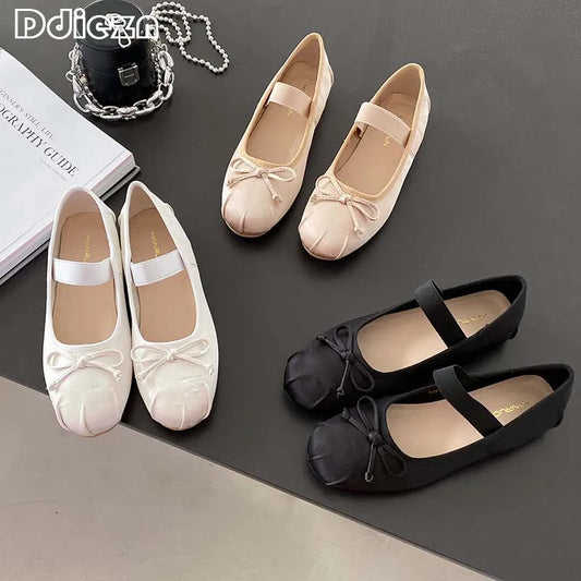 Ladies Ballet Flats New in Sandals Women Lolita Casual outside 2025 Atutmn Fashion Slides Butterfly-Knot Female Mary Jane Shoes