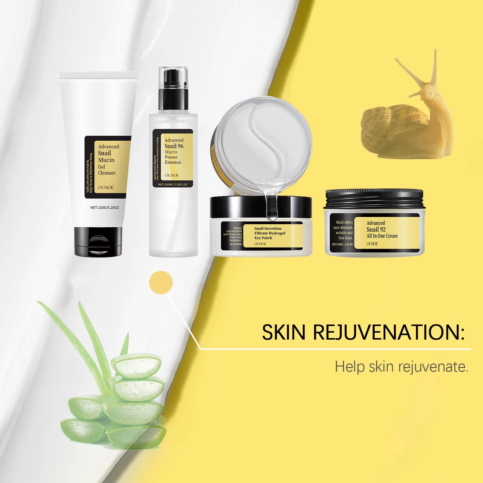 Snail Mucin 96 Skin Care Set Moisturizing Brightening Facial Nourish Hydration Fade Fine Lines Wrinkles Repairing Face Serum Kit