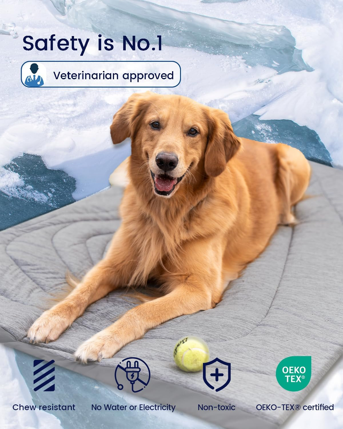Dog Cooling Mat, 40" X 27" Medium, Cooling Pad Waterproof, Pet Cool Mats for Dogs and Cats Use in Crate, Tunk, Camping, Outdoors, Portable, Machine Washable, Durable, Pebble Gray