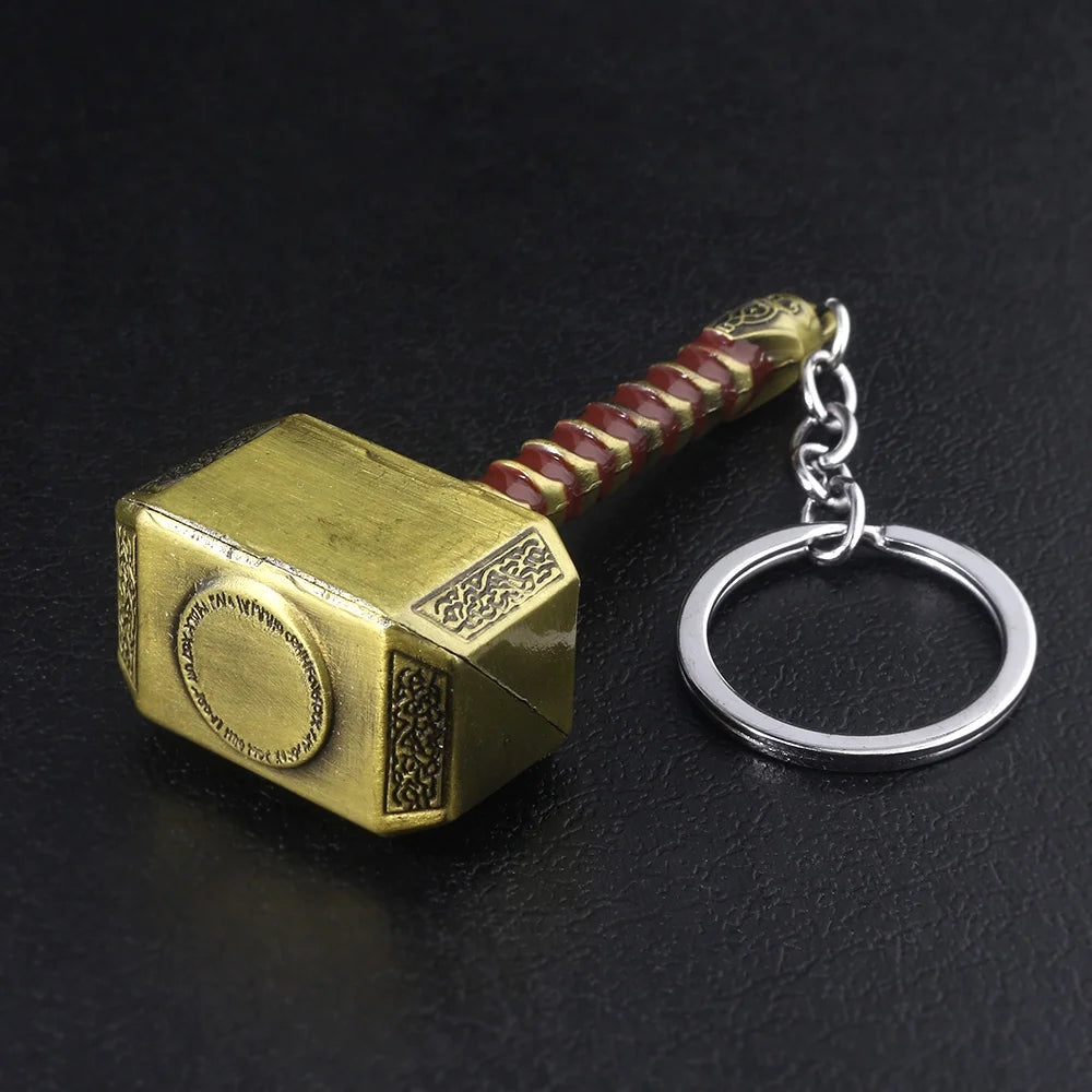 Thor Hammer Metal Keychain Movie Jewelry Key Ring Cosplay Prop Key Holder for Fans Bag Ornament Car Pendant Gift