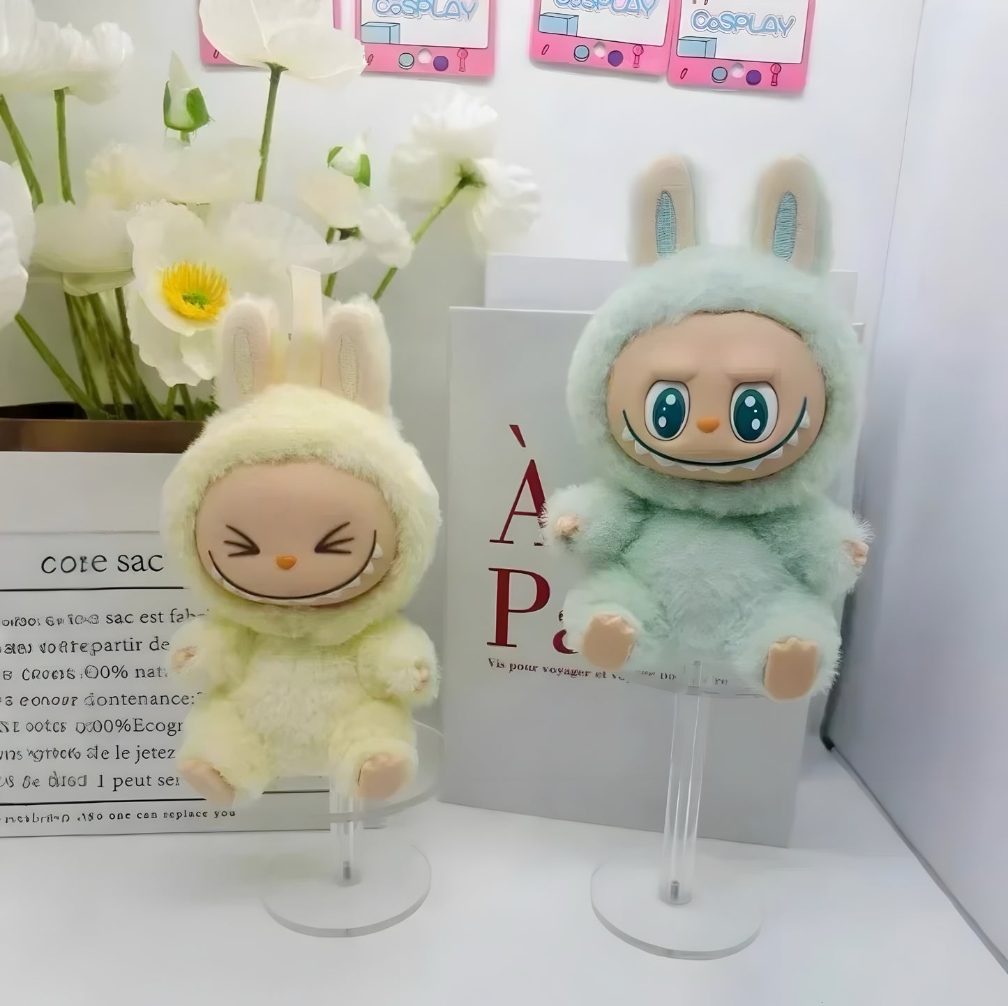 Anime Character the Monster Blind Box Have a Seat Series Macaron Plush Doll Vinyl Base Series Monster Keychain Birthday Gift