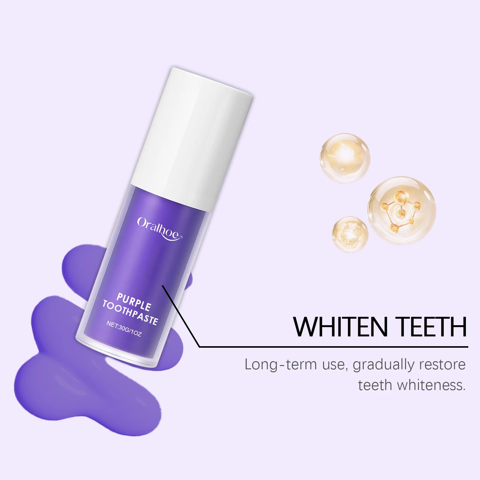 Purple Whitening Toothpaste Cleaning Teeth Reduce Plaque Stain Bad Breaths Oral Care Keep Fresh Breath Dental Care Toothpaste