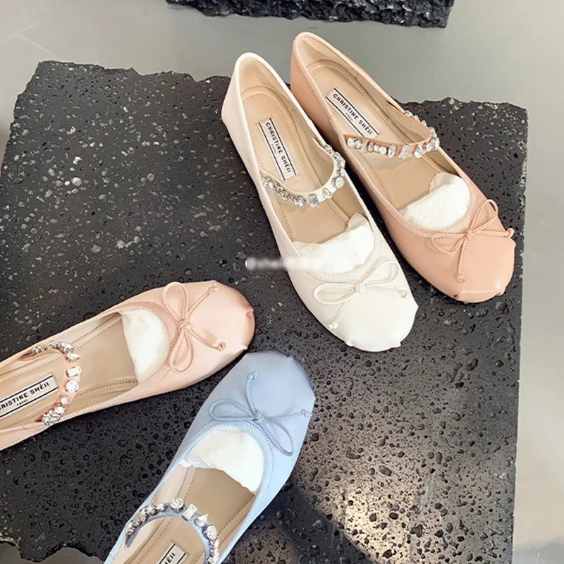 Ladies Ballet Flats New in Sandals Women Lolita Casual outside 2025 Atutmn Fashion Slides Butterfly-Knot Female Mary Jane Shoes