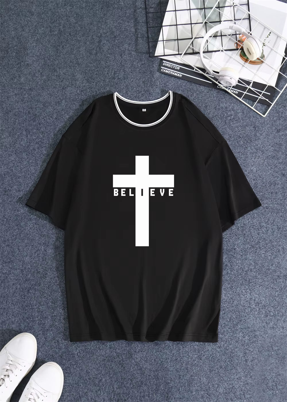 Creative Geometric Graphic Print Short Sleeve T-Shirt for Men, Summer Outdoor Casual Crew Neck Top Shirt