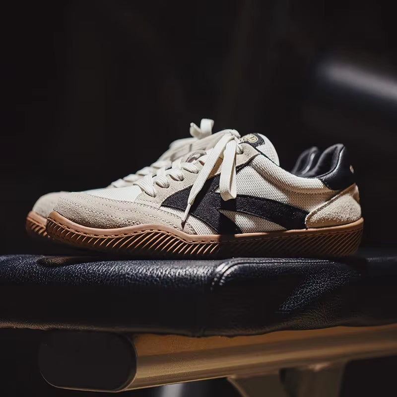 Retro Patchwork German Trainers Shoes for Unisex Summer Classic White Low Top Sports Tennis Shoes Outdoor Lace-Up Sneakers