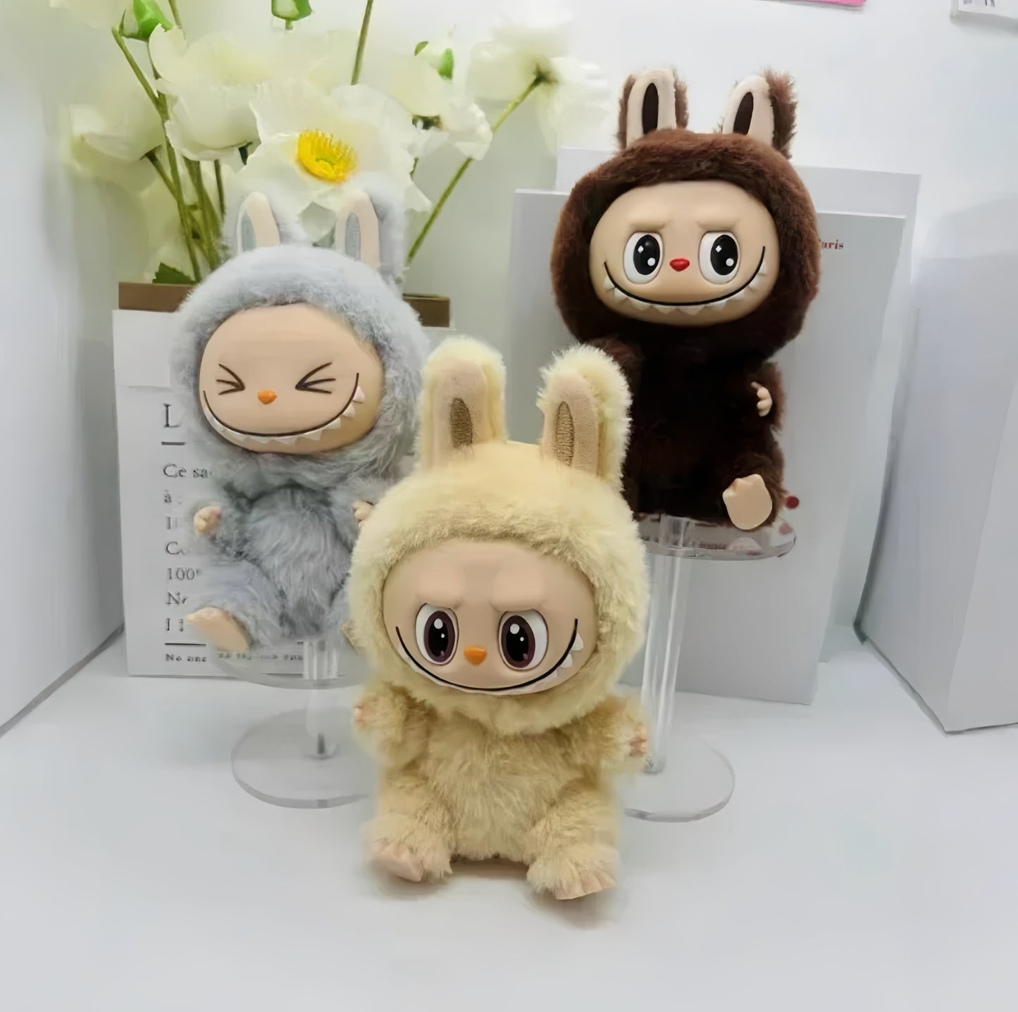 Anime Character the Monster Blind Box Have a Seat Series Macaron Plush Doll Vinyl Base Series Monster Keychain Birthday Gift