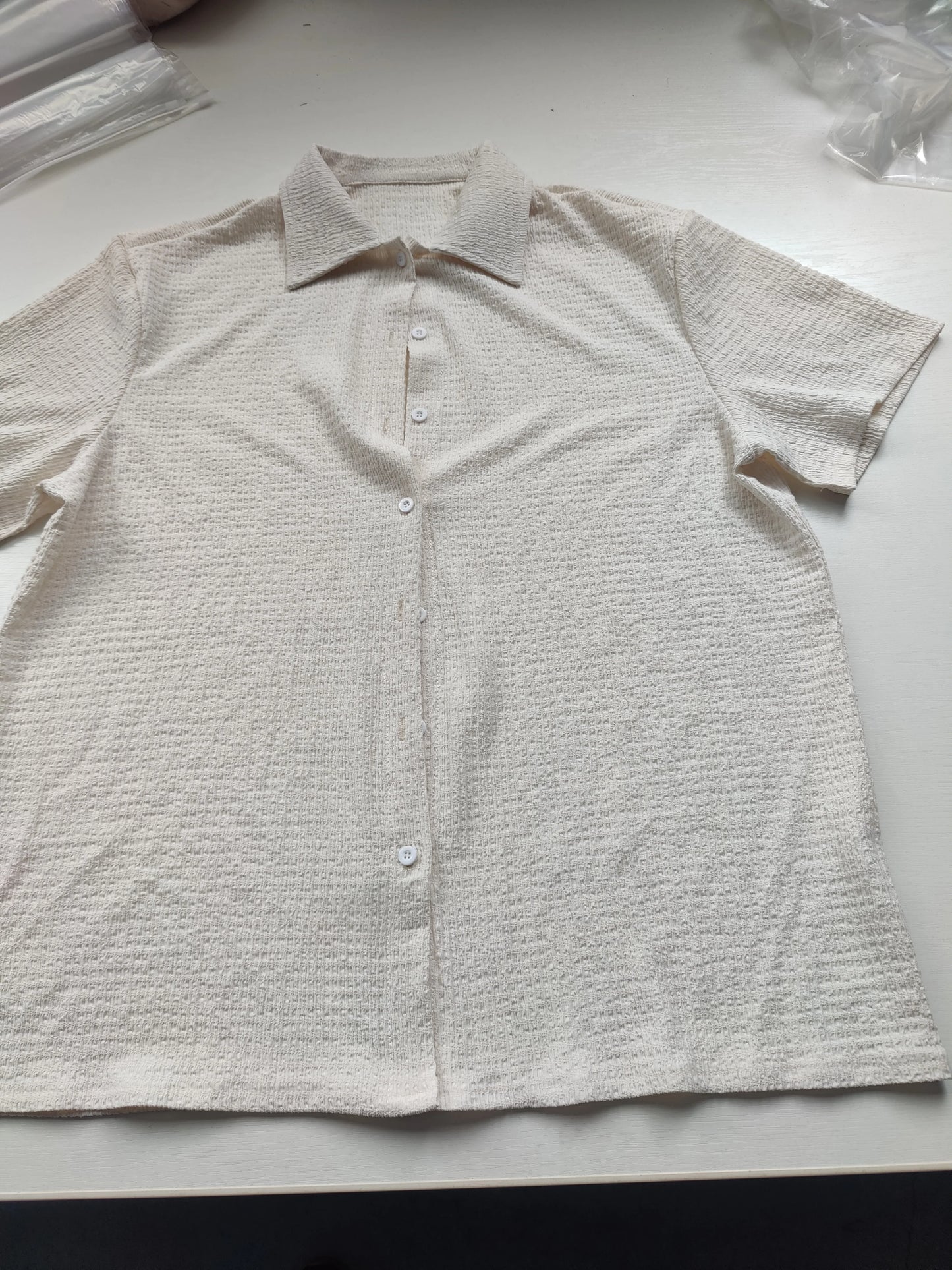 New Summer Men'S Shirt - Short Sleeve Solid Color Relaxed Fit Casual Wear