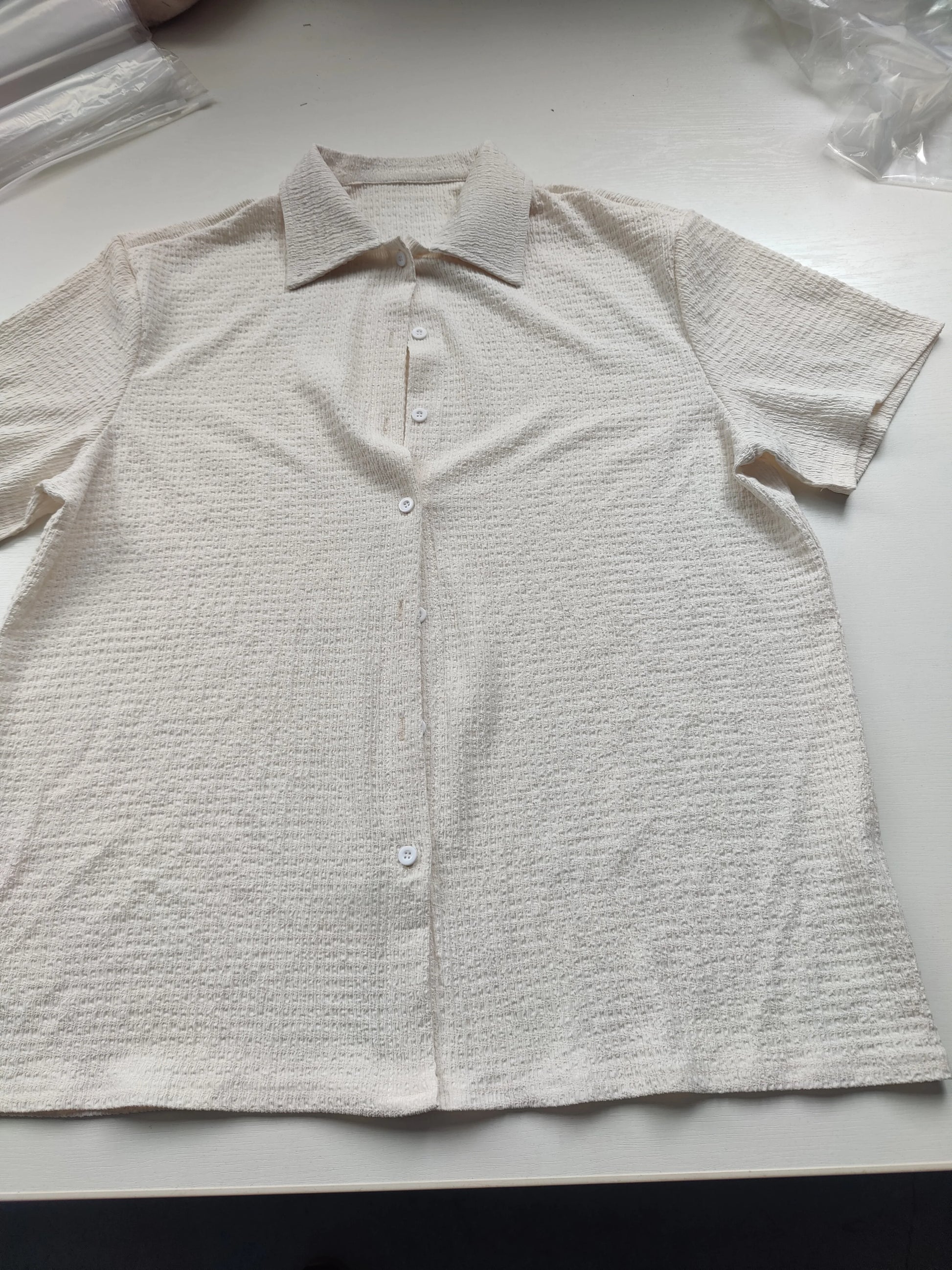 New Summer Men'S Shirt - Short Sleeve Solid Color Relaxed Fit Casual Wear