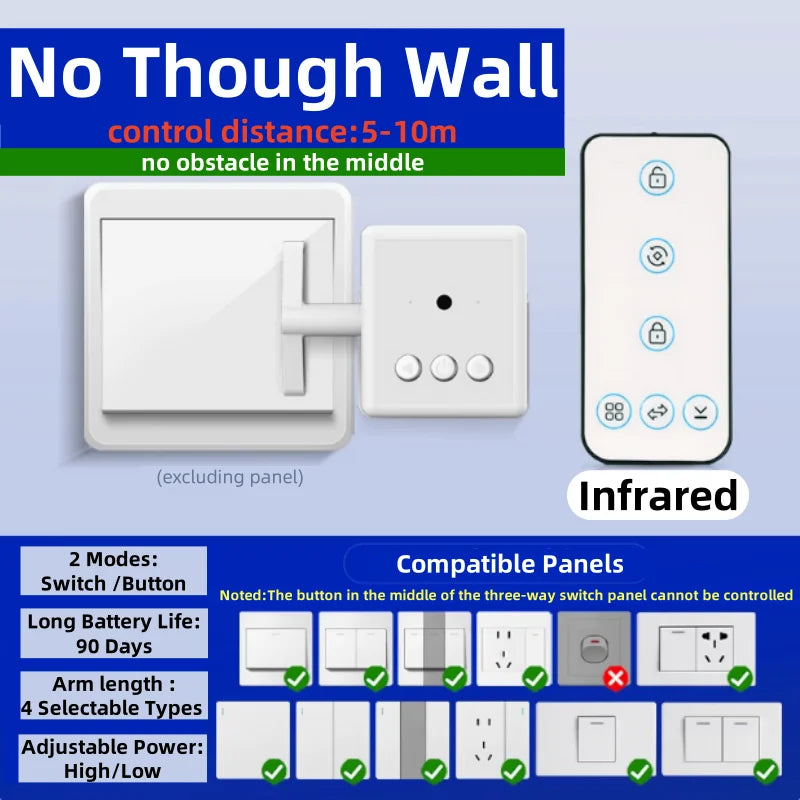 Wireless Control Light Switch off Tool Automatic Button Pusher Intelligent USB Rechargeable Lazy Remote Control Switch