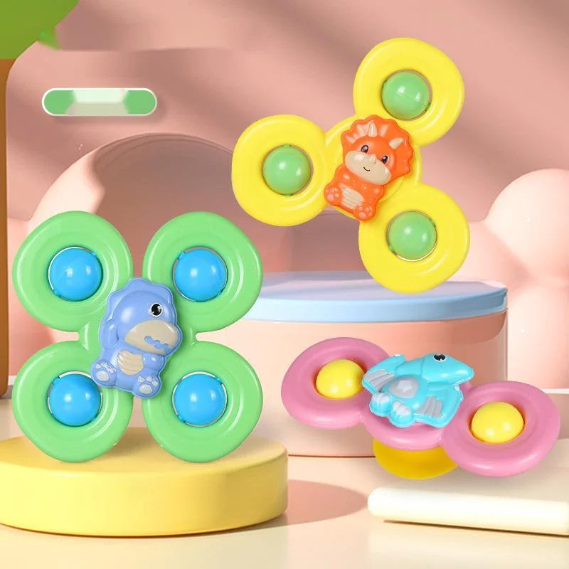 3PCS Suction Cup Spinner Bath Toys for Kids Sensory Stress Relief Spinning Educational Toys Baby Rotating Rattle Fidget Gifts