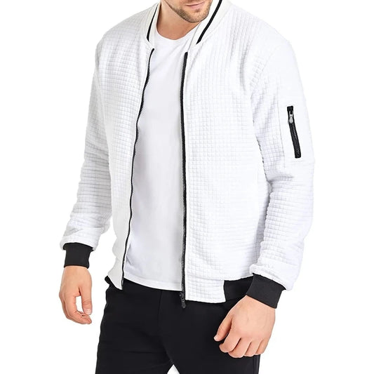 Autumn Mens Long Sleeve Jacket Coats Color-Block Varsity Jacket Lightweight Streetwear New Solid Color Zipper Coat with Pockets