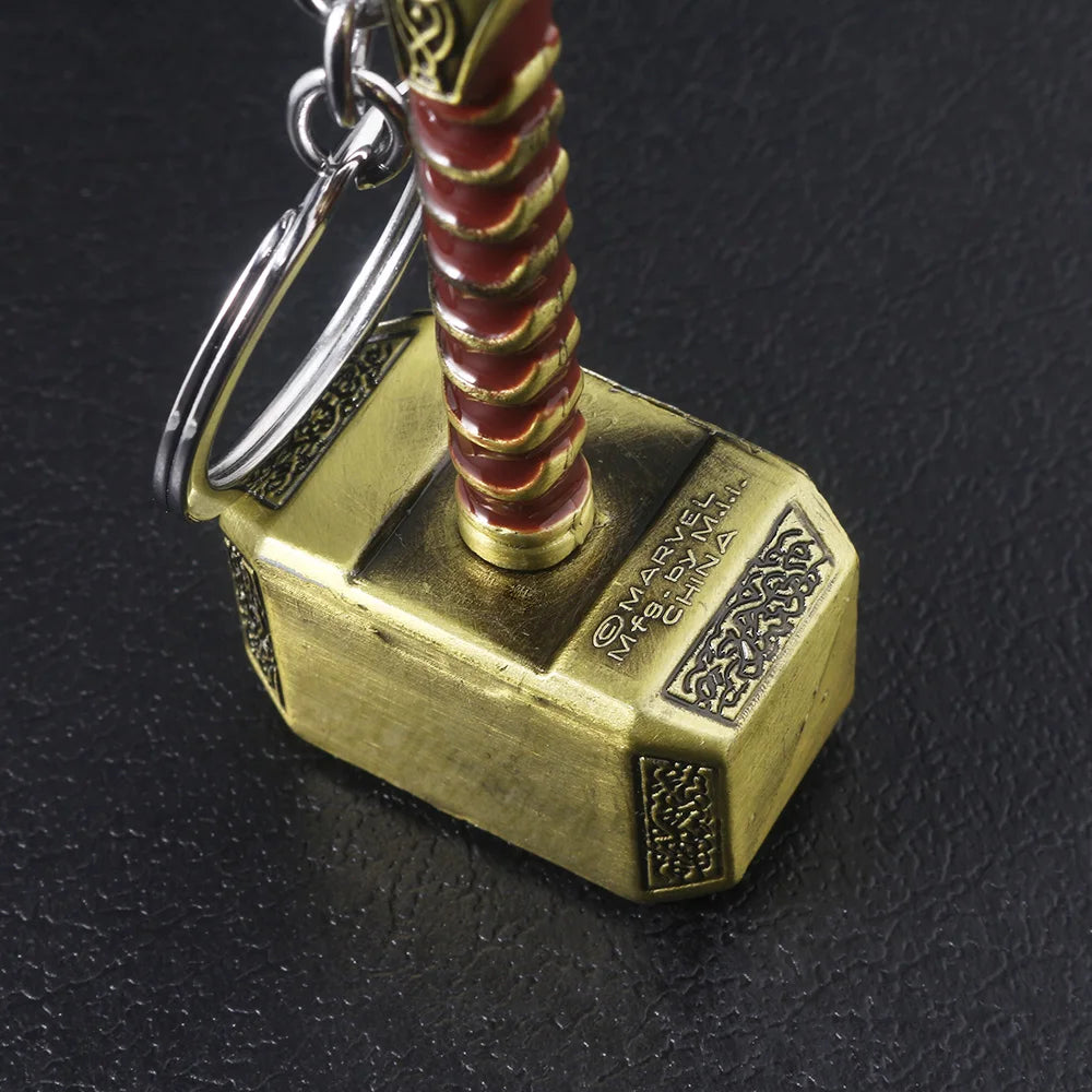 Thor Hammer Metal Keychain Movie Jewelry Key Ring Cosplay Prop Key Holder for Fans Bag Ornament Car Pendant Gift