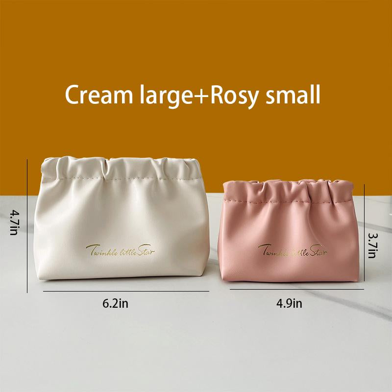 2PCS Self-Closing Small Travel Kit Lipstick Cosmetic Storage Bag Small Makeup Bag for Purse, Mini Cosmetic Bag Waterproof Pouch for Women, Coin Purse