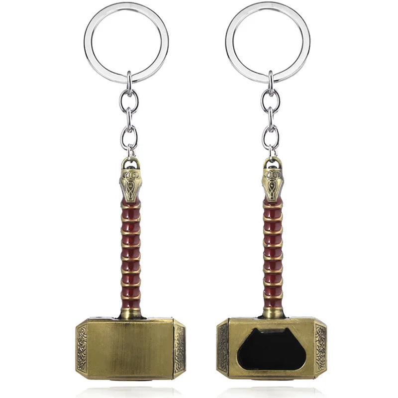 Thor Hammer Metal Keychain Movie Jewelry Key Ring Cosplay Prop Key Holder for Fans Bag Ornament Car Pendant Gift