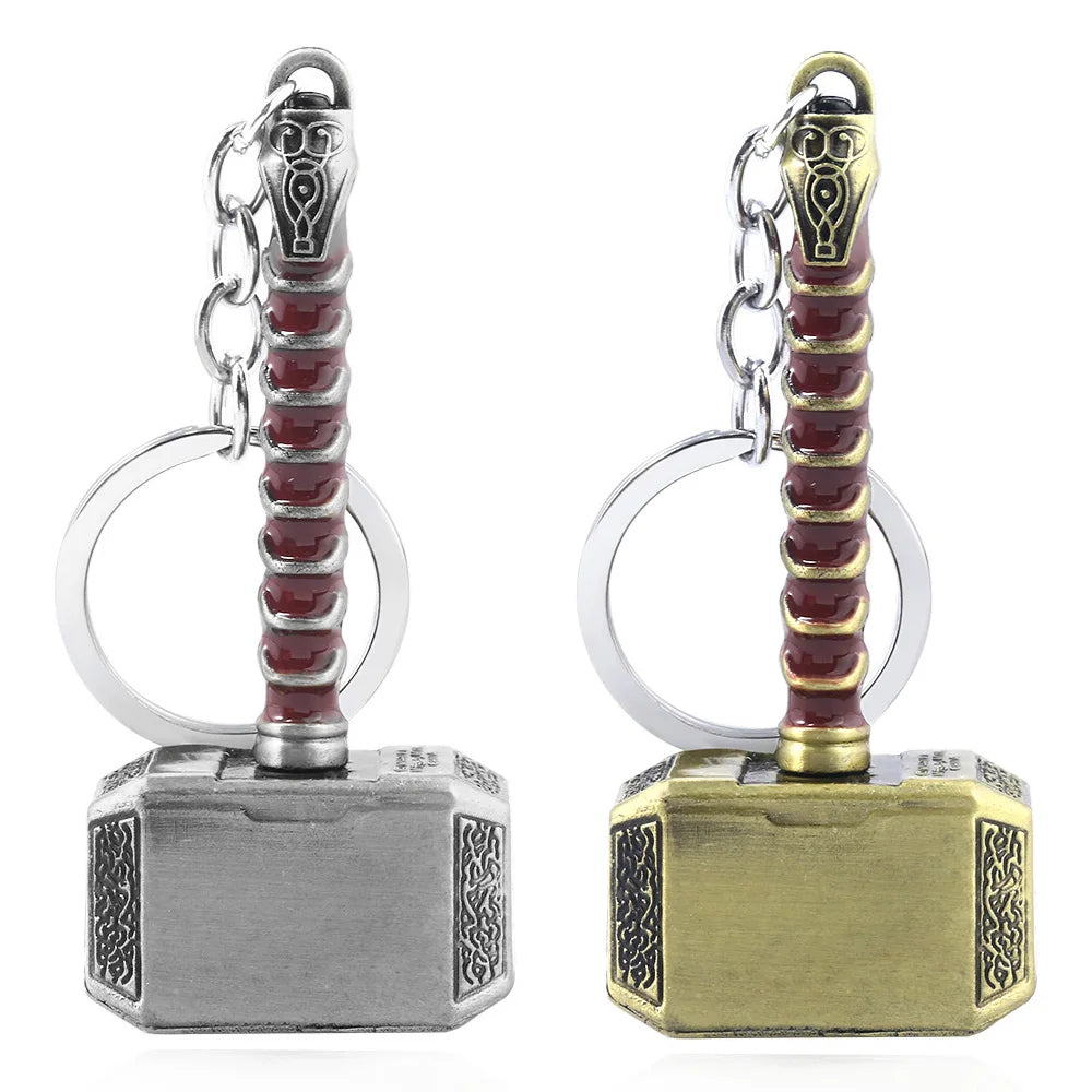 Thor Hammer Metal Keychain Movie Jewelry Key Ring Cosplay Prop Key Holder for Fans Bag Ornament Car Pendant Gift