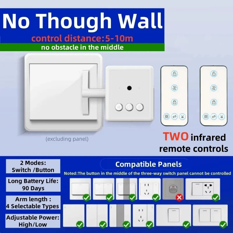 Wireless Control Light Switch off Tool Automatic Button Pusher Intelligent USB Rechargeable Lazy Remote Control Switch