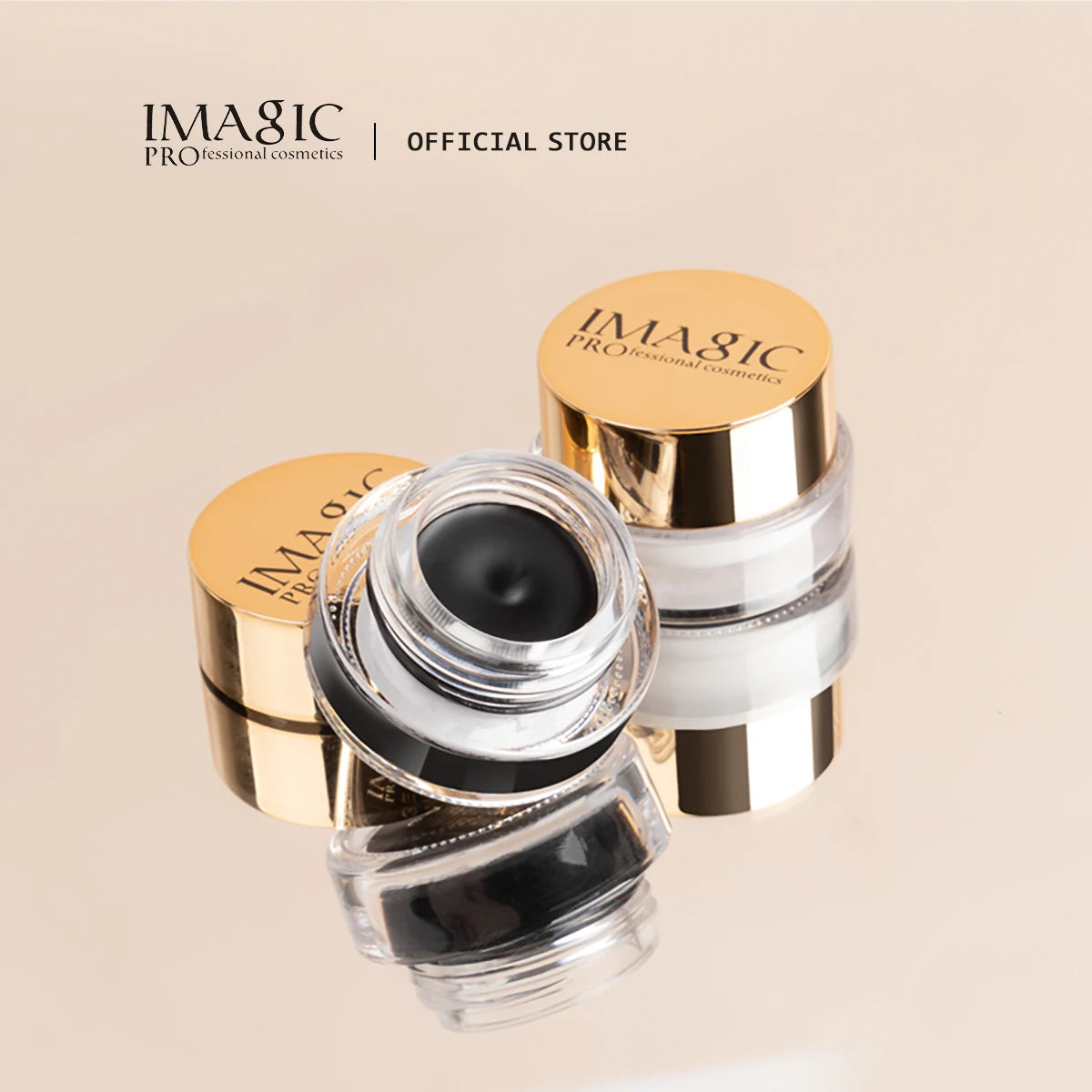 3-Color Professional Black Eyeliner Cream with Brush Not Blooming Waterproof Quick Drying Long Lasting Black/White/Blue
