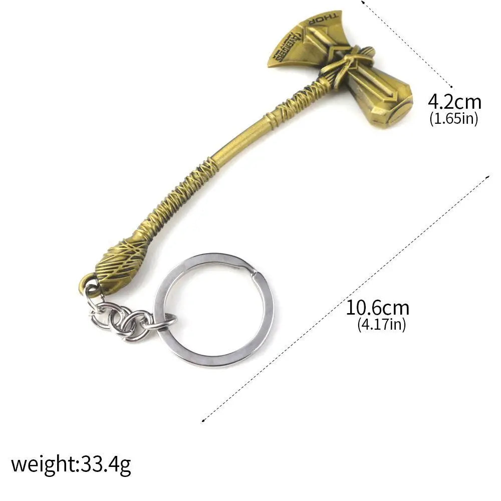 Thor Hammer Metal Keychain Movie Jewelry Key Ring Cosplay Prop Key Holder for Fans Bag Ornament Car Pendant Gift