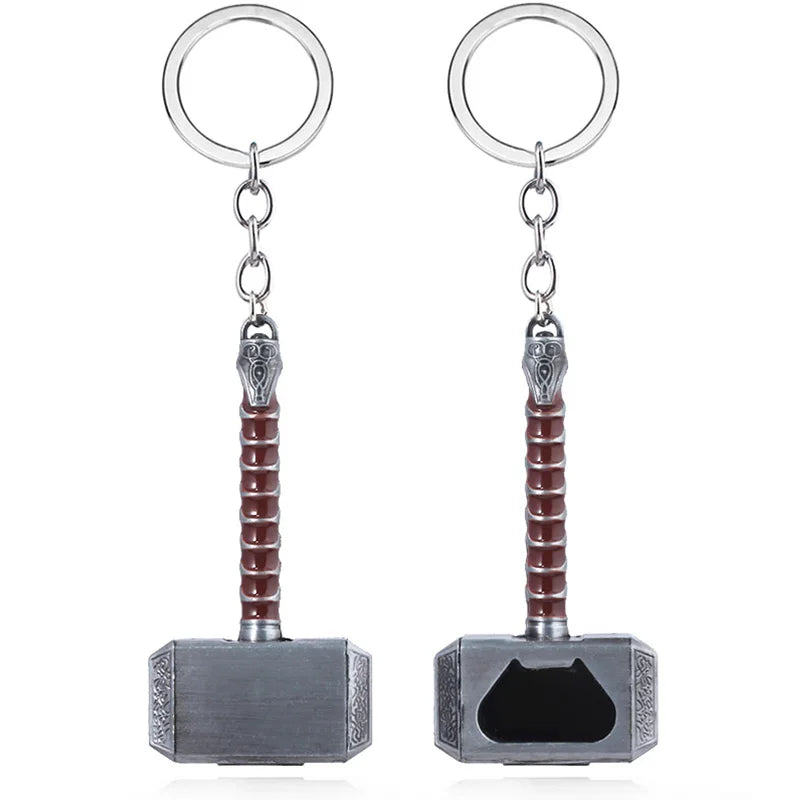 Thor Hammer Metal Keychain Movie Jewelry Key Ring Cosplay Prop Key Holder for Fans Bag Ornament Car Pendant Gift