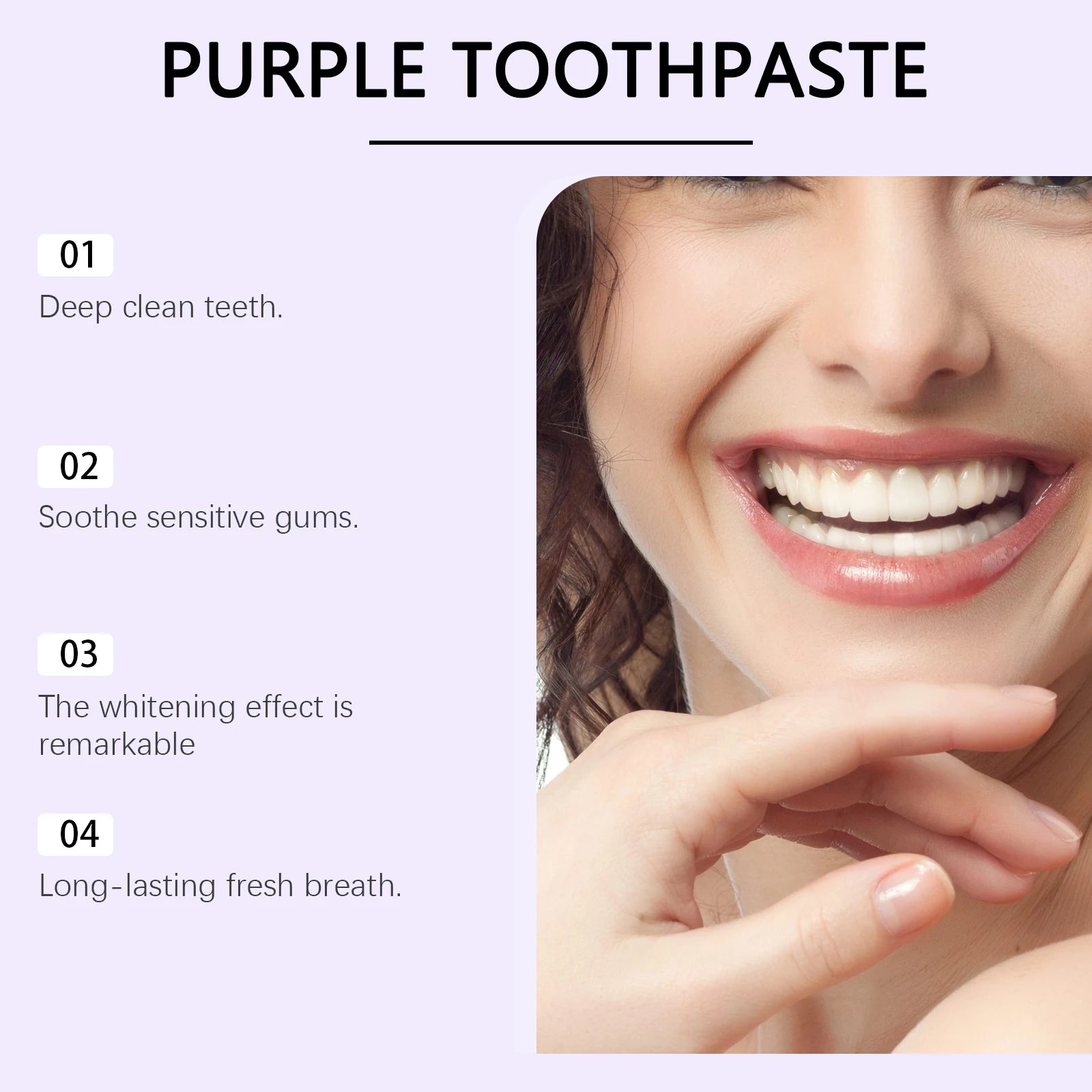 Purple Whitening Toothpaste Cleaning Teeth Reduce Plaque Stain Bad Breaths Oral Care Keep Fresh Breath Dental Care Toothpaste