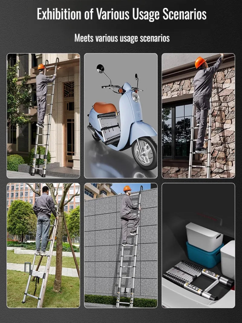 Portable Folding Ladder Household Thickened Lifting Loft Ladder Professional Aluminum Alloy Multifunctional Telescopic Ladder