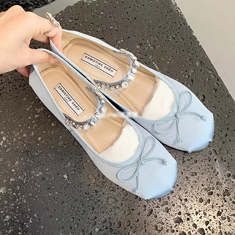 Ladies Ballet Flats New in Sandals Women Lolita Casual outside 2025 Atutmn Fashion Slides Butterfly-Knot Female Mary Jane Shoes