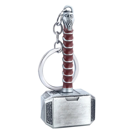 Thor Hammer Metal Keychain Movie Jewelry Key Ring Cosplay Prop Key Holder for Fans Bag Ornament Car Pendant Gift