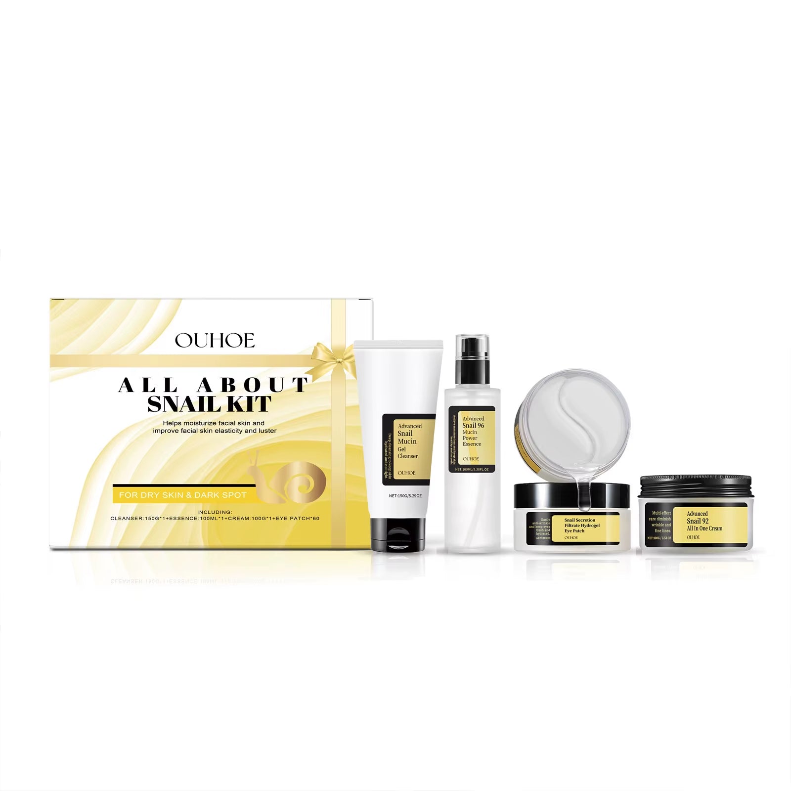 Snail Mucin 96 Skin Care Set Moisturizing Brightening Facial Nourish Hydration Fade Fine Lines Wrinkles Repairing Face Serum Kit