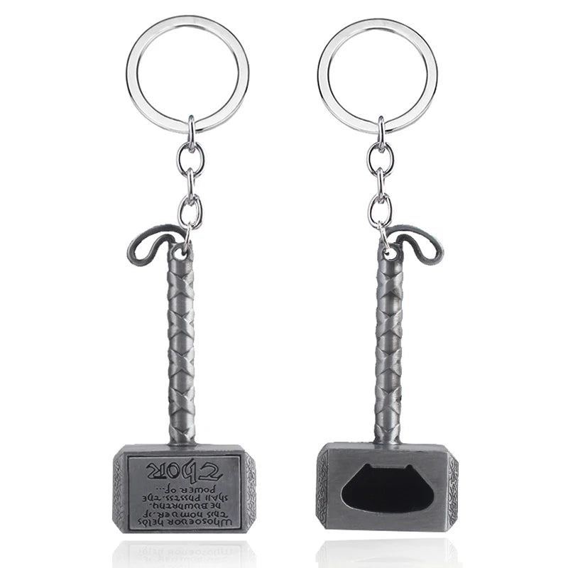 Thor Hammer Metal Keychain Movie Jewelry Key Ring Cosplay Prop Key Holder for Fans Bag Ornament Car Pendant Gift